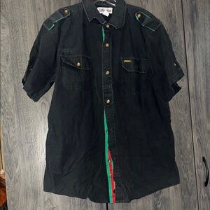 Ablanche black military-style cotton style shirt size 2XL